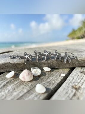 🩶Silver Tone Textured Starfish Link Bracelet/NWOT🩶